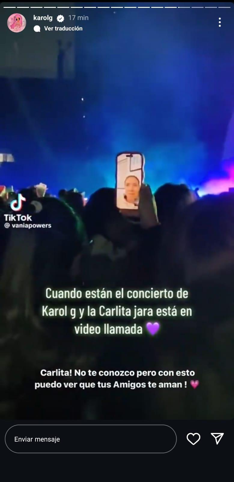 Karol G le envió un mensaje a Carla Jara - Instagram