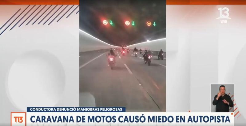 T13 - Denuncian caravana de motoristas en Huechuraba