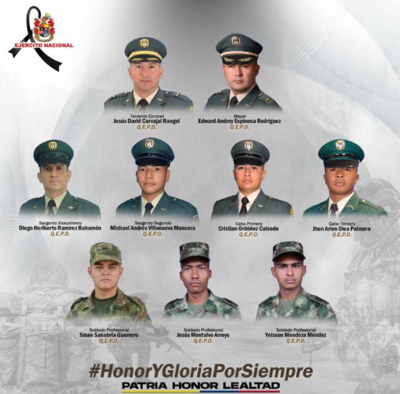 Los 9 militares fallecidos en Colombia - Ejército Nacional