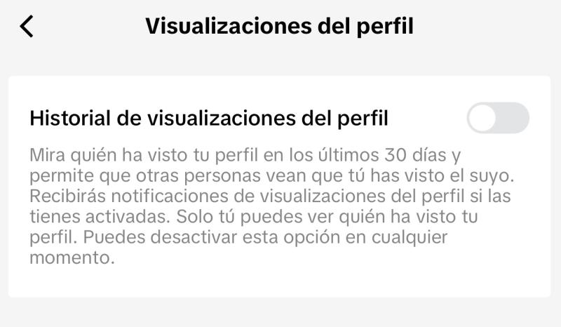 Visualizaciones del perfil en TikTok