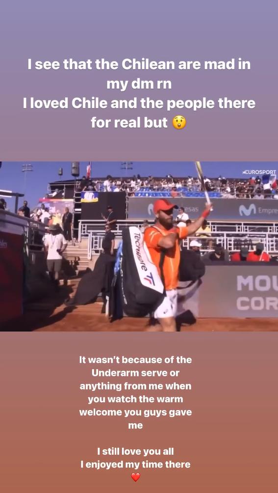 El nuevo mensaje de Corentin Moutet por su polémica con Nicolás Jarry / Instagram