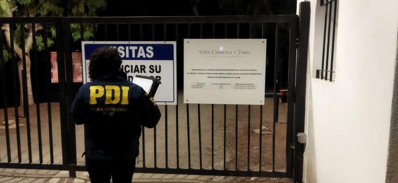 PDI investiga accidente laboral en viña Concha y Toro