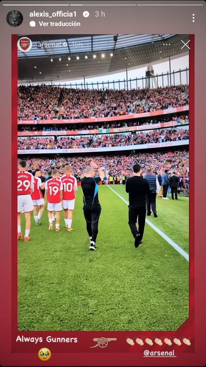 Alexis Sánchez no se olvida del Arsenal. Foto: Instagram