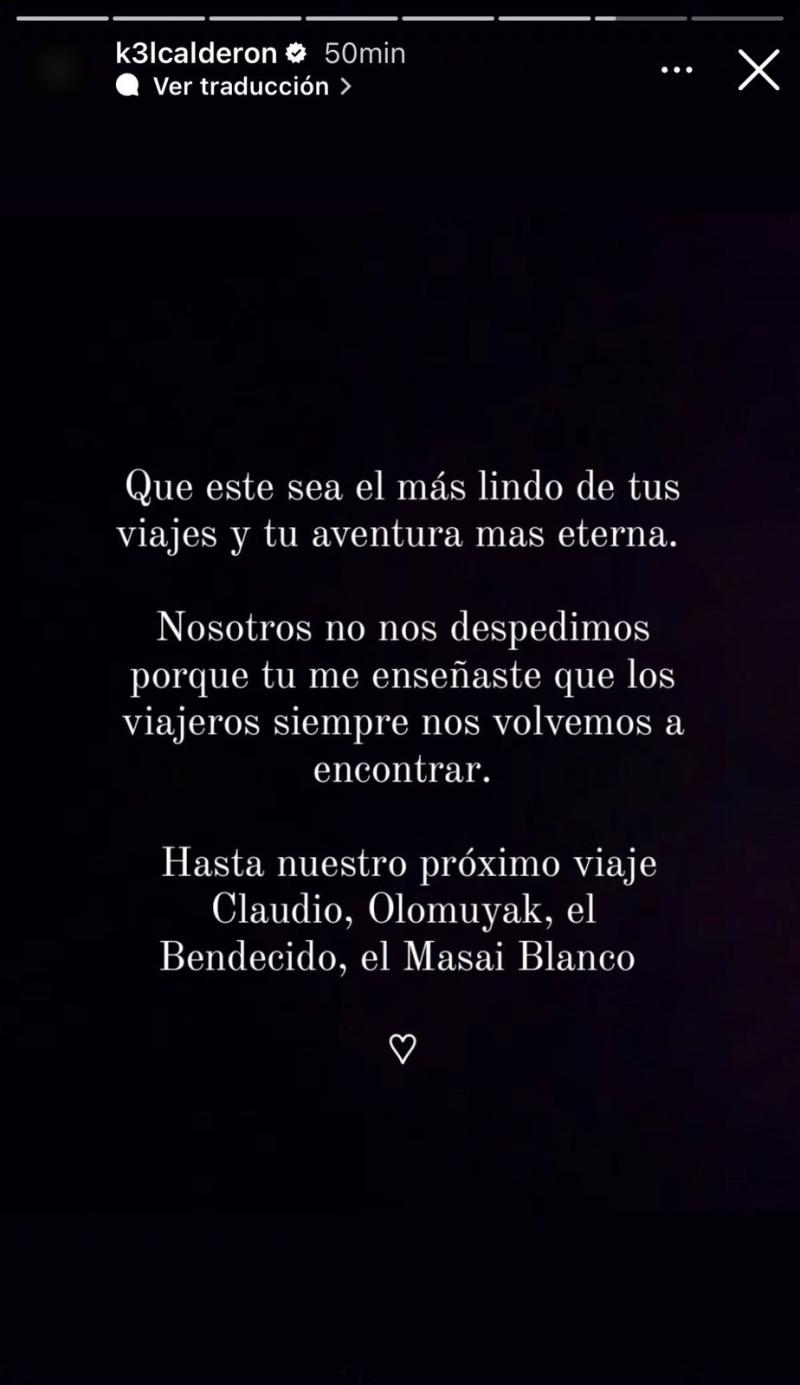 Instagram - Mensaje de Kel Calderón a Claudio Iturra