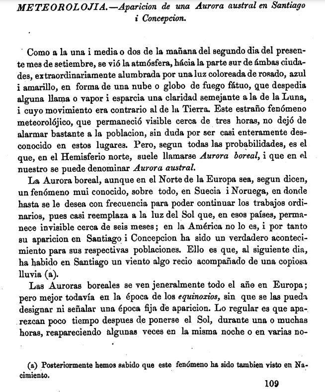 Fue hace 165 años: La vez en que auroras australes iluminaron los cielos de Santiago y Concepción