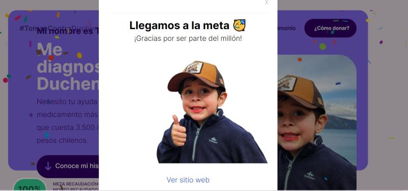 Madre de Tomás Ross anunció que cumplieron la meta