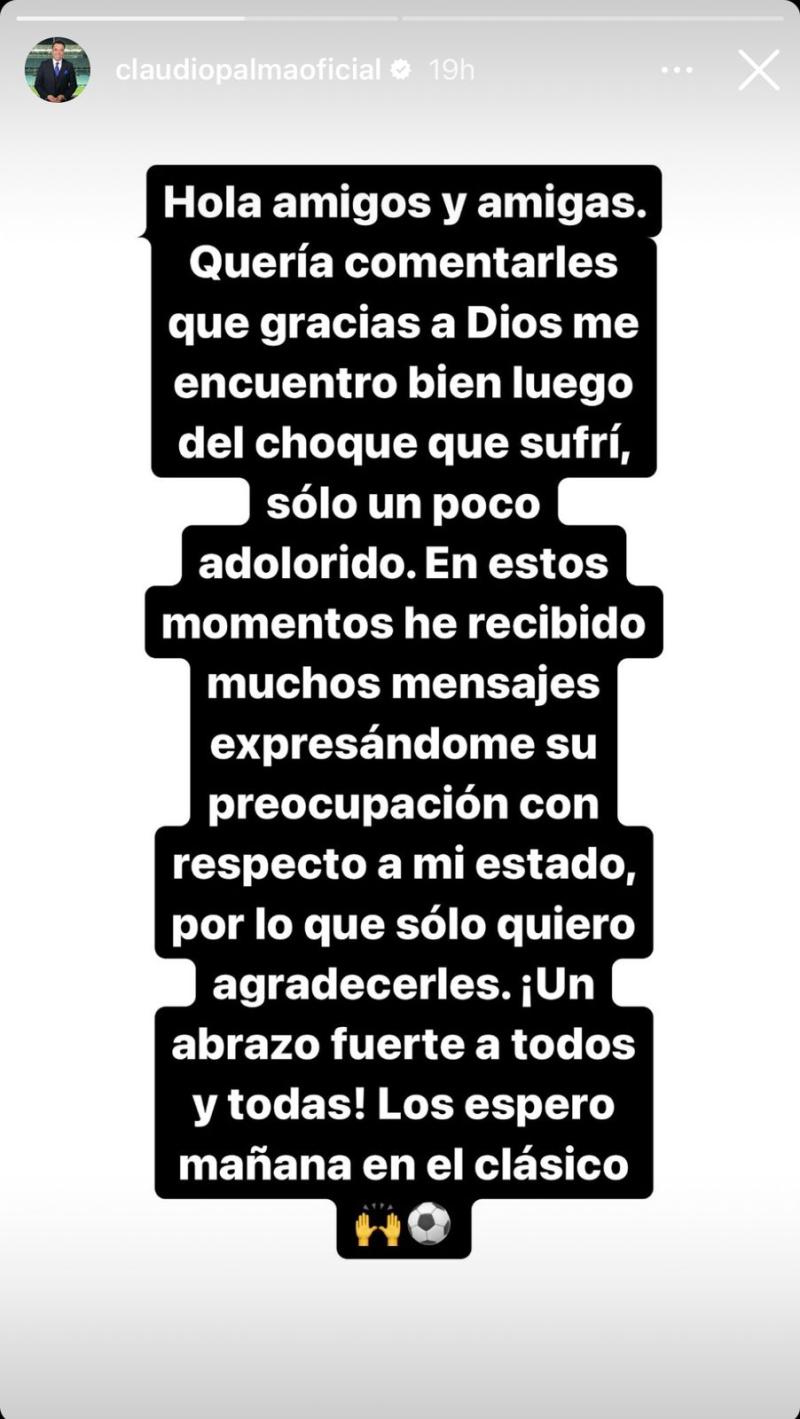Instagram - Claudio Palma entregó actualización de su estado de salud
