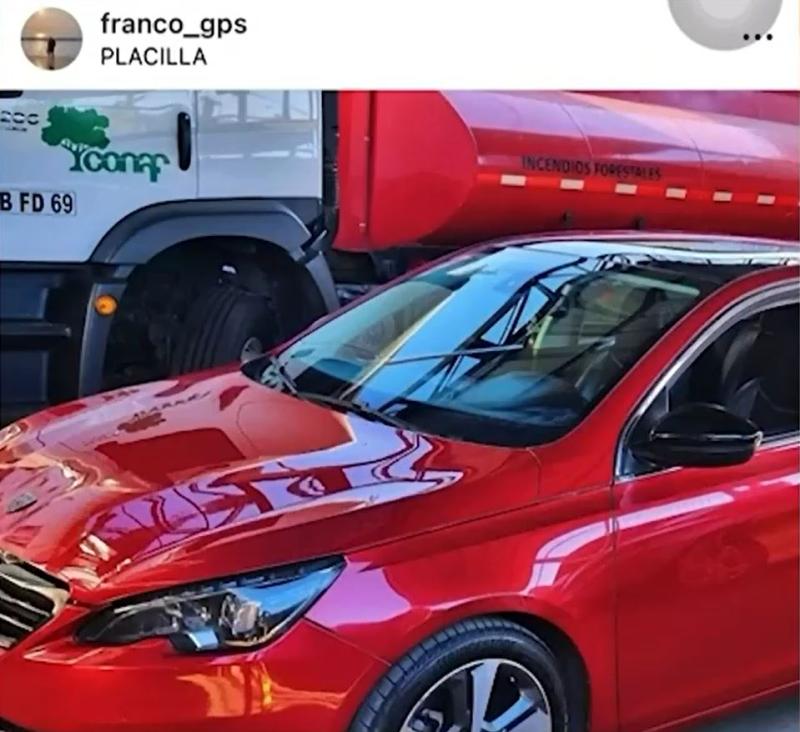 Redes sociales - El vehículo que lucía el imputado por megaincendio de Valparaíso