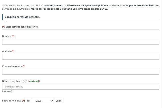 Sernac - Consulta Cortes de Luz ENEL en Región Metropolitana