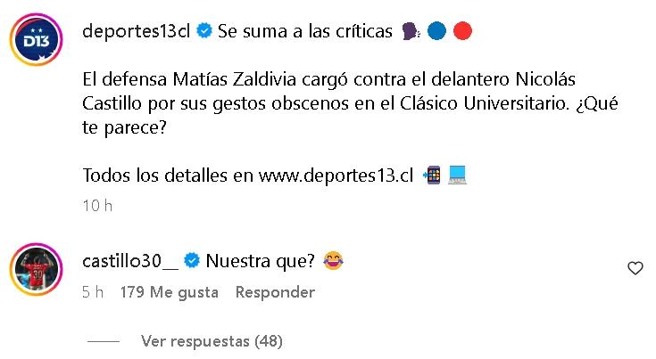 Nicolás Castillo y su picante mensaje contra U de Chile