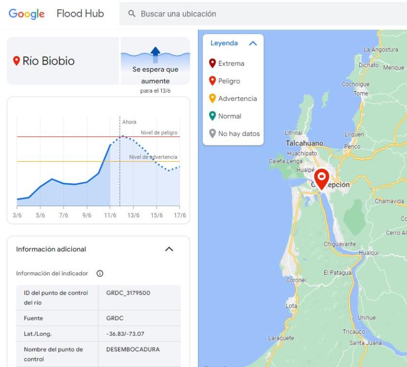 Captura: Google Flood Hub