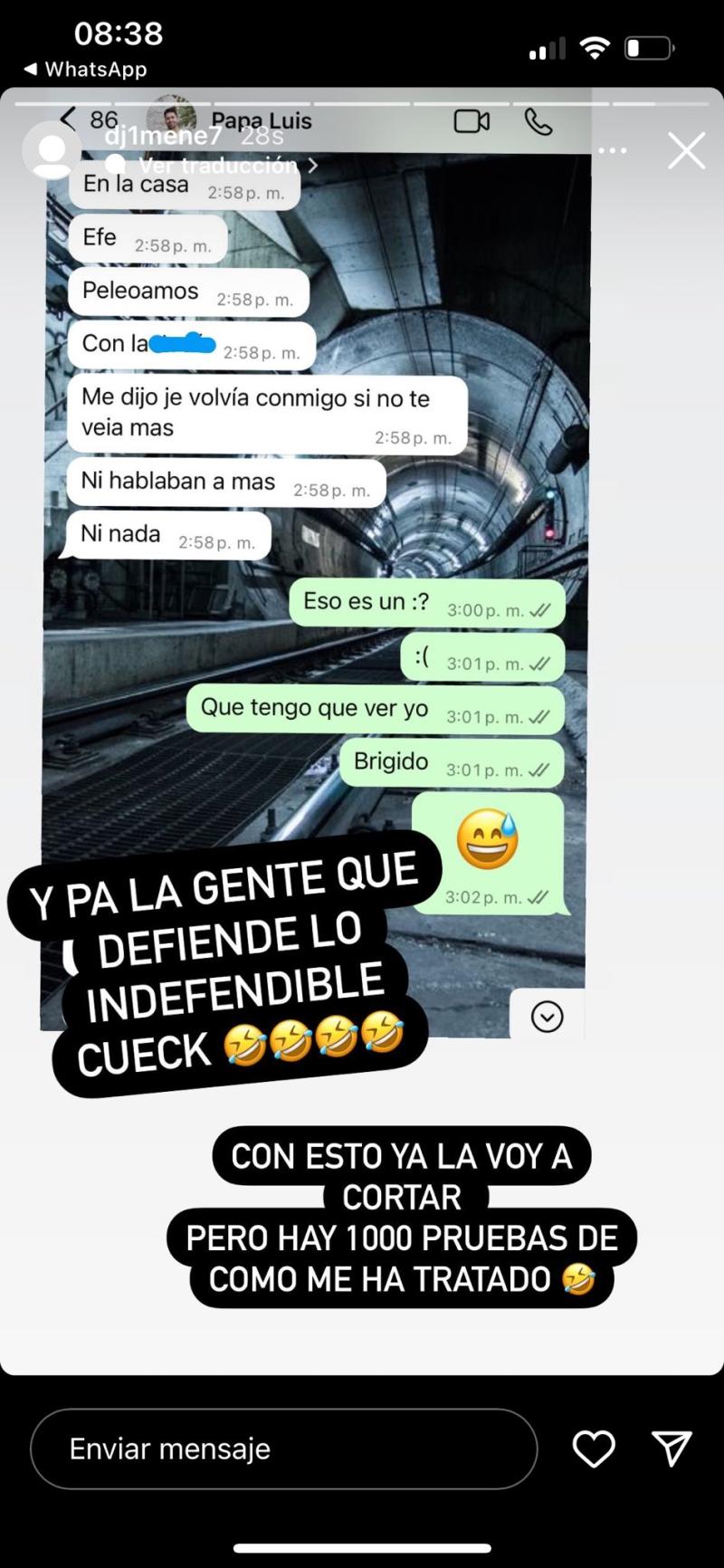 Chat compartido por Diego Jiménez en sus redes sociales - Créditos: Captura
