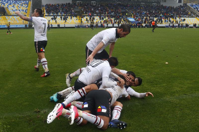 La celebración del único gol de Canchita Gonzáles en Colo Colo. Crédito: Photosport.