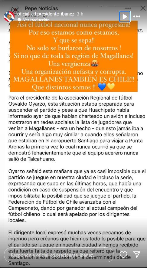 Huachipato avanza en Copa Chile sin jugar - Créditos: @oficial_cd.presidente_ibanez