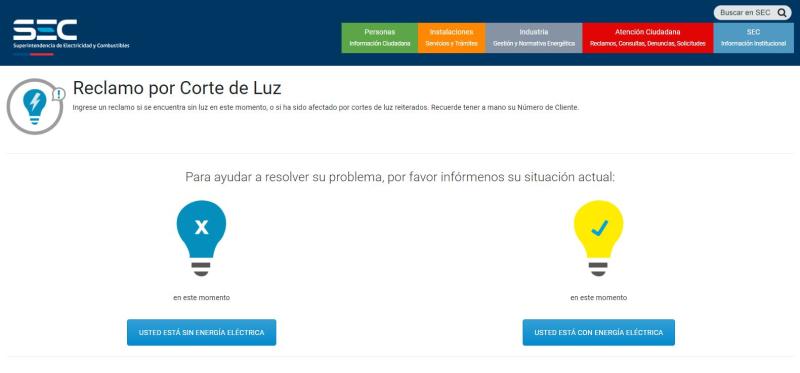 SEC - Así puedes ingresar un reclamo por corte de luz