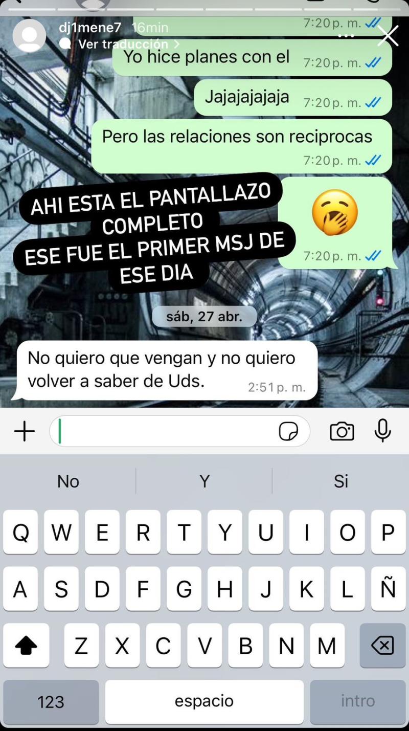 Chat compartido por Diego Jiménez en sus redes sociales - Créditos: Captura