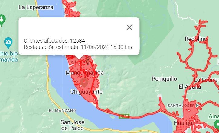 Corte de luz en Chiguayante y Hualqui - CGE