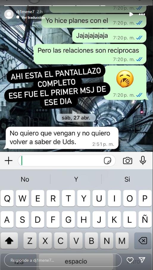 Supuesto chat de Coté López y Diego Jiménez - Instagram