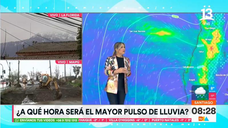 Canal 13 - Michelle Adam habla de dos pulsos de lluvia en Santiago