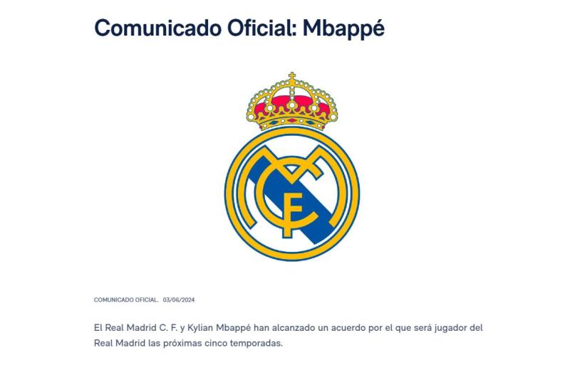 Real Madrid - Comunicado oficial por Mbappé