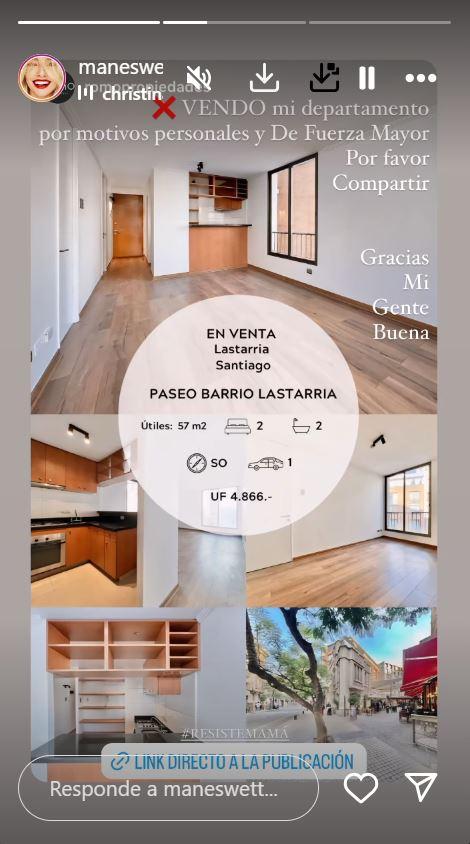 Instagram - Mane Swett puso en venta su departamento