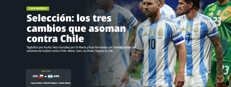 Captura - Así vive la previa Olé del Chile vs. Argentina por Copa América