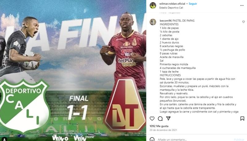 Instagram Wilmar Roldán - Chilenos llenan de comentarios con recetas