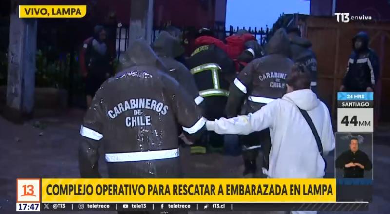 Rescate a mujer embarazada en Lampa - T13