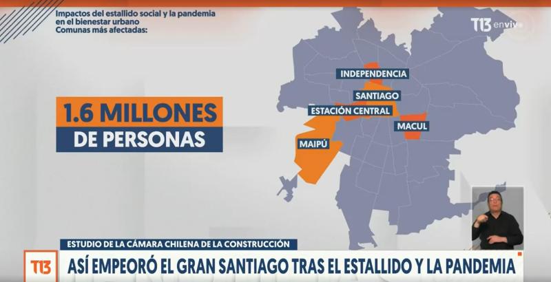 T13 - Las cinco comunas que empeoraron en el Gran Santiago