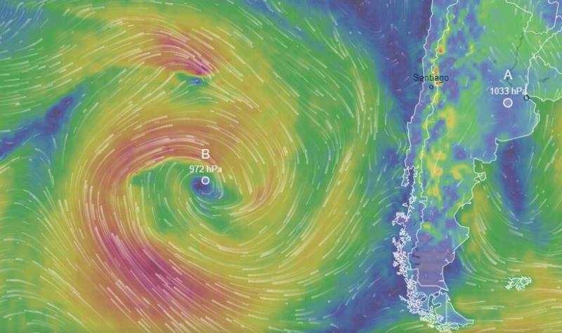 Ventusky - Ciclón extra tropical llega a Chile: Meteorólogo explica en qué se diferencia de un huracán