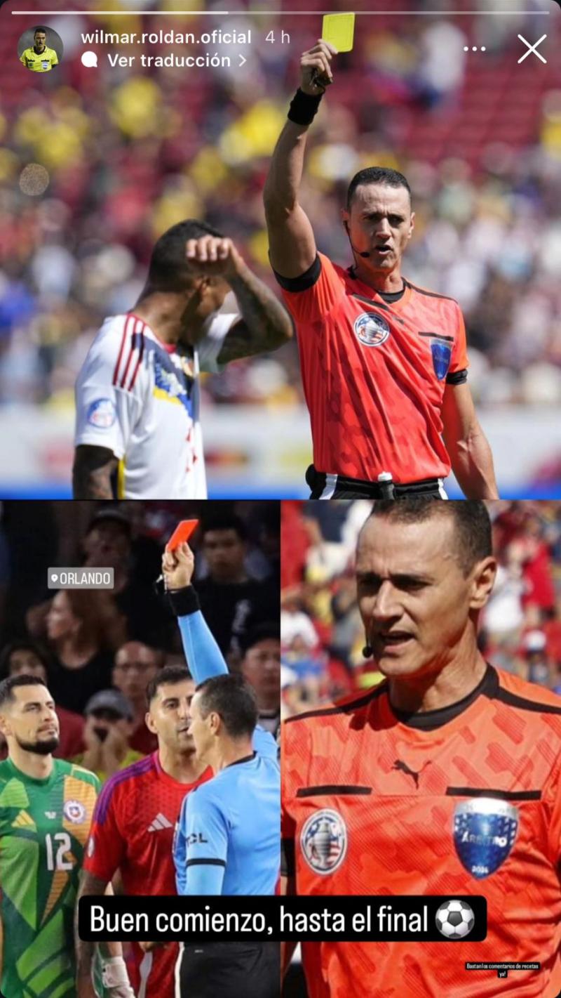 Instagram Wilmar Roldán tras eliminación de Chile en la Copa América