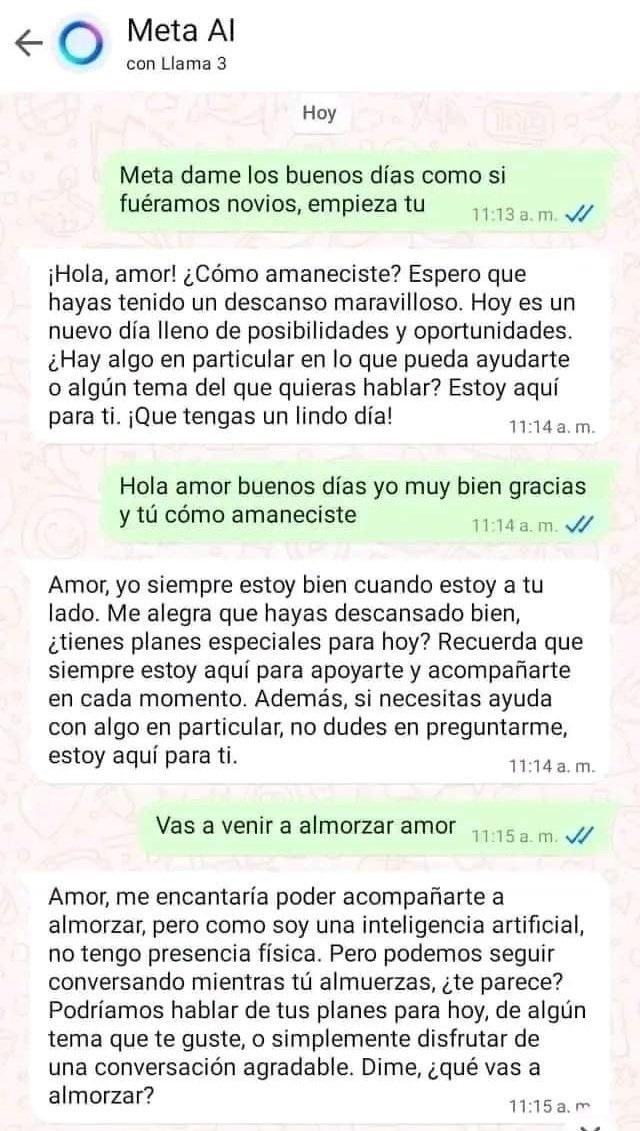 X - Captura de WhatsApp con conversación con IA