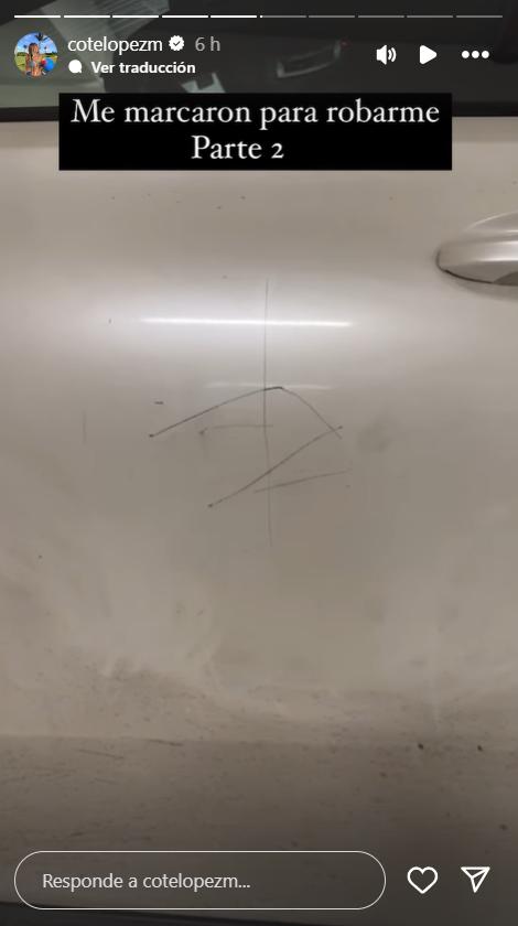 Auto de Coté López fue rayado - Instagram