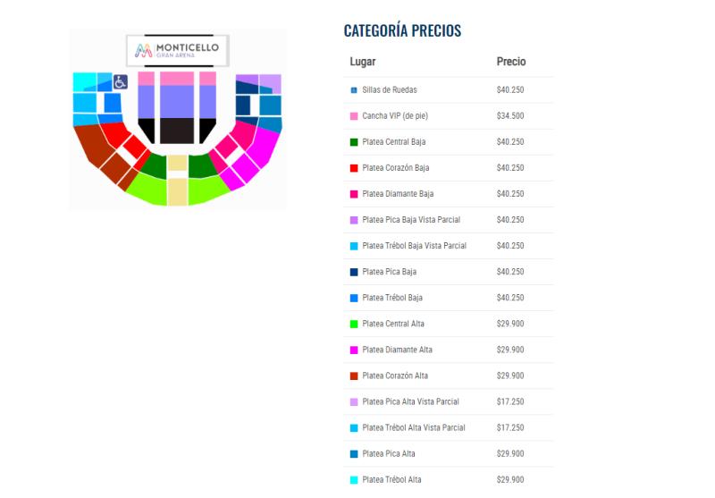 Gran Arena Monticello - Precios para concierto de Jere Klein.