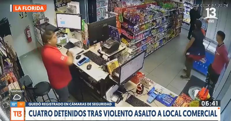 Los dejaron encerrados en el local: Cuatro detenidos tras violento asalto a minimarket en La Florida