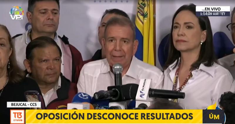 "Ganamos" con 70%", dice líder opositora al rechazar reelección de Maduro en Venezuela