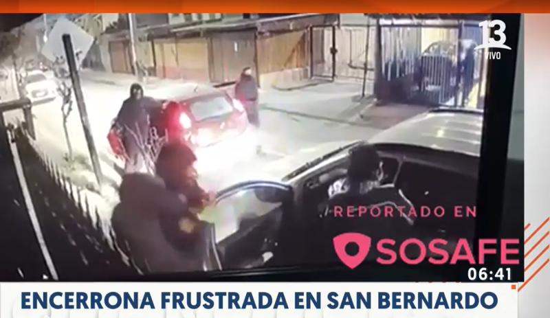 ¡Ocho personas en un auto!: Captan encerrona frustrada en San Bernardo