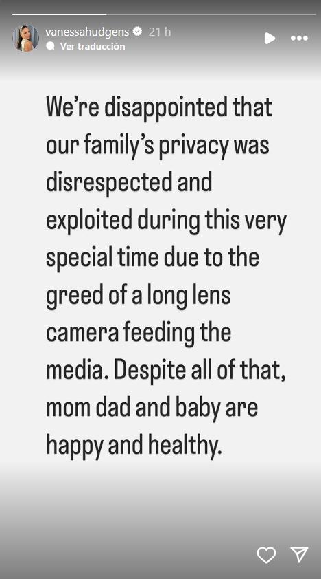 El mensaje de Vanessa Hudgens - Instagram