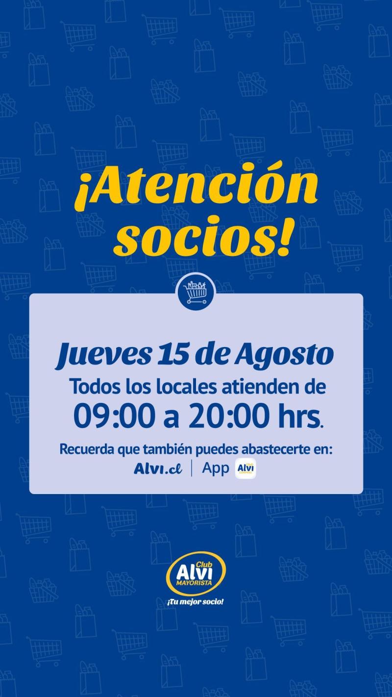 Alvi informó su horario de funcionamiento para este jueves 15 de agosto feriado