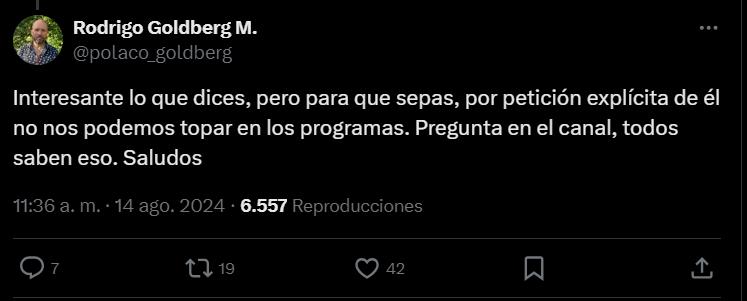 La inesperada confesión de Polaco Goldberg sobre su relación con Johnny Herrera - Créditos: Captura X