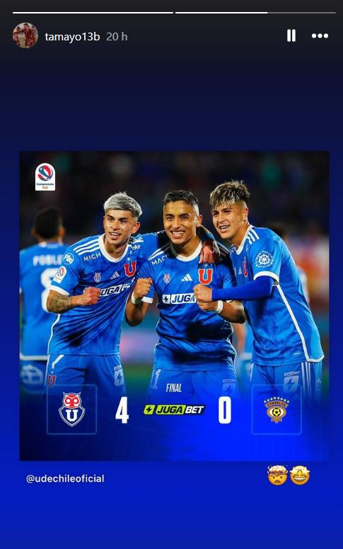 Bianneider Tamayo celebró el triunfo de U de Chile en redes sociales - Créditos: Captura