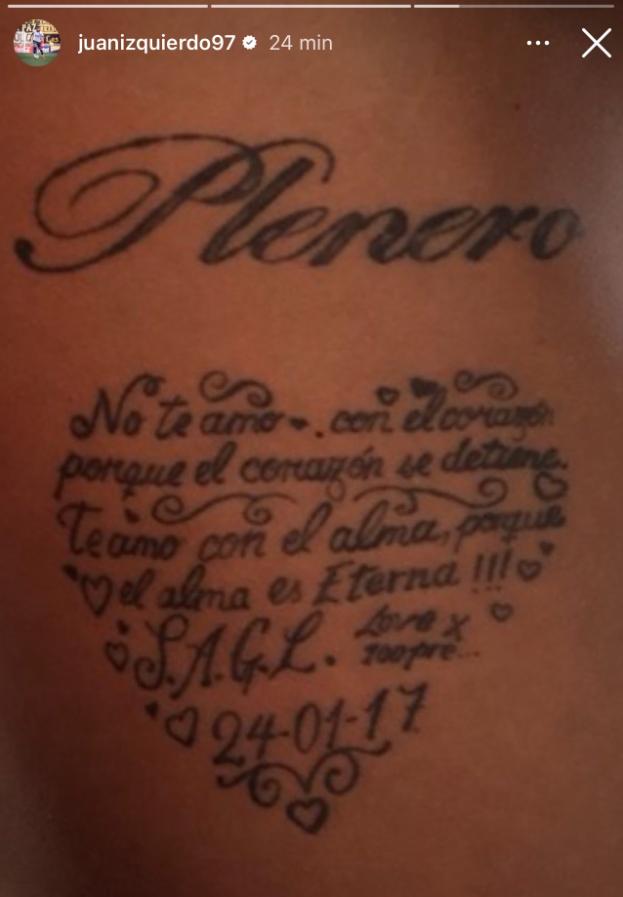 Tatuaje que Juan Izquierdo y su esposa compartía - Créditos: Captura