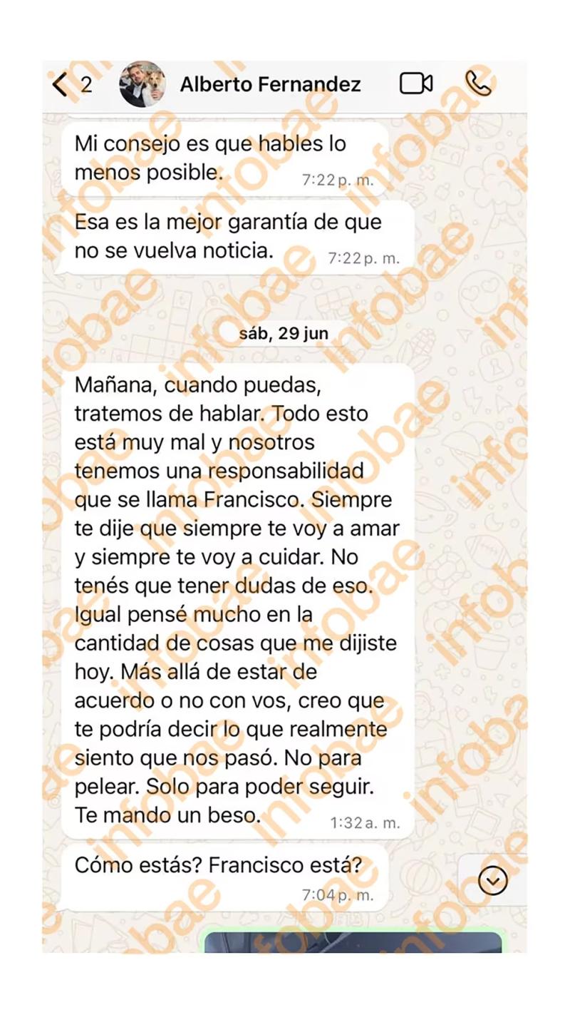 Infobae - Mensajes de Alberto Fernández a Fabiola Yáñez