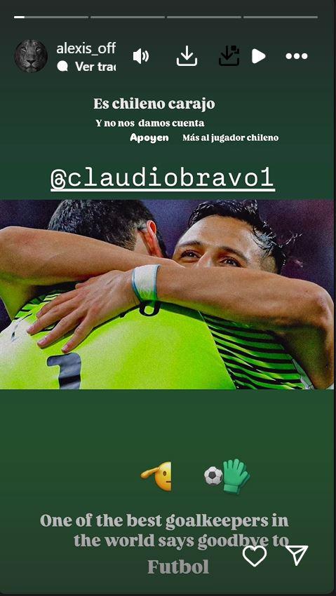 Captura - Mensaje de Alexis Sánchez a Claudio Bravo