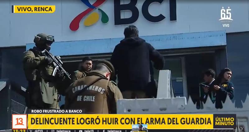 T13 - Delincuente intenta asaltar banco en Renca