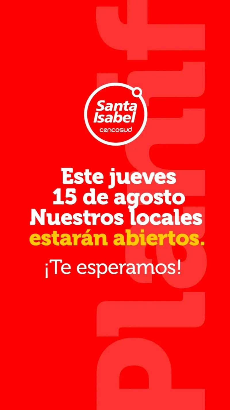 Santa Isabel informó que funcionará con normalidad este jueves 15 de agosto feriado