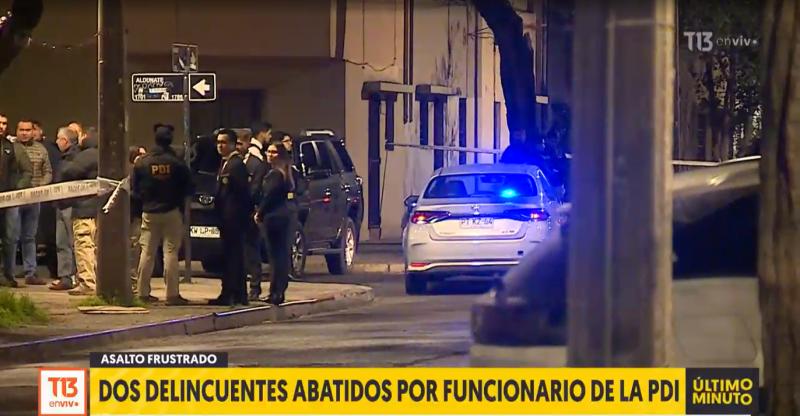Funcionario PDI da muerte a dos sujetos tras asalto frustrado en Santiago