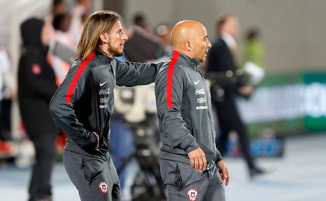 Jorge Sampaoli con Sebastián Beccacece en La Roja - Créditos: Agencia Uno