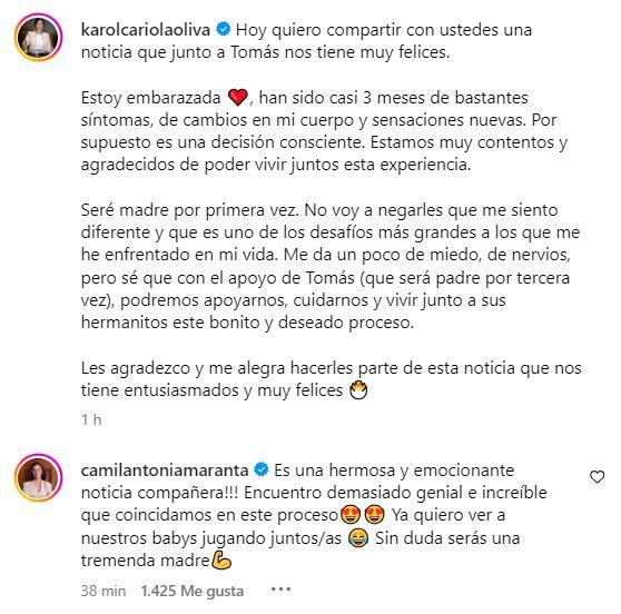 Captura - El mensaje de ministra Vallejo a Karol Cariola