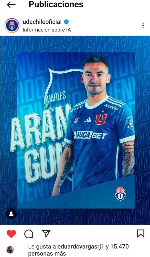 Eduardo Vargas reacciona a la llegada de Charles Aránguiz a la U - Créditos: Captura